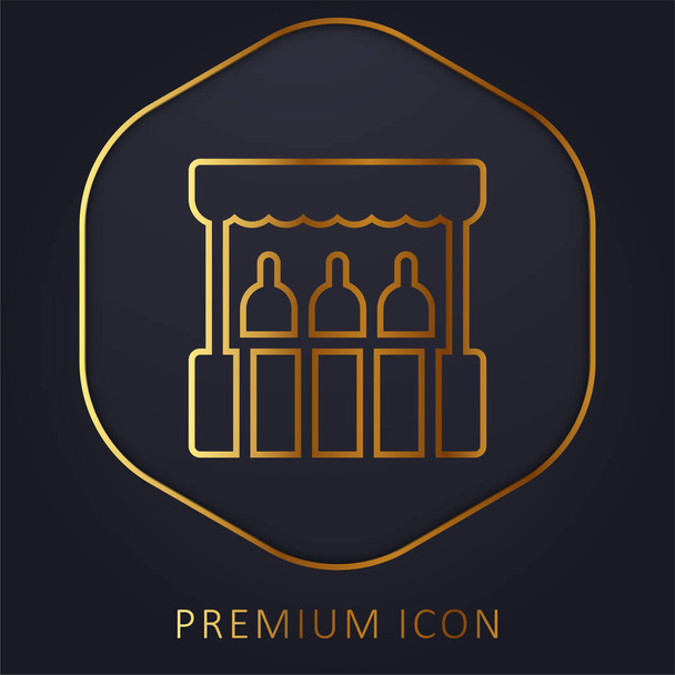 Booth golden line premium logo or icon - Vector, Image