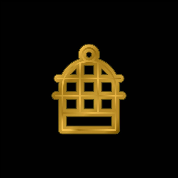 Ptasia klatka złocona metaliczna ikona lub wektor logo - Wektor, obraz