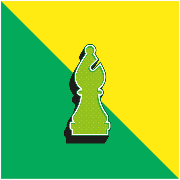 Bispo verde e amarelo moderno logotipo do ícone do vetor 3d - Vetor, Imagem