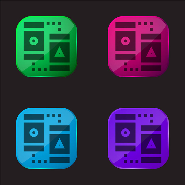 Ab Négy színű üveg gomb ikon tesztelése - Vektor, kép