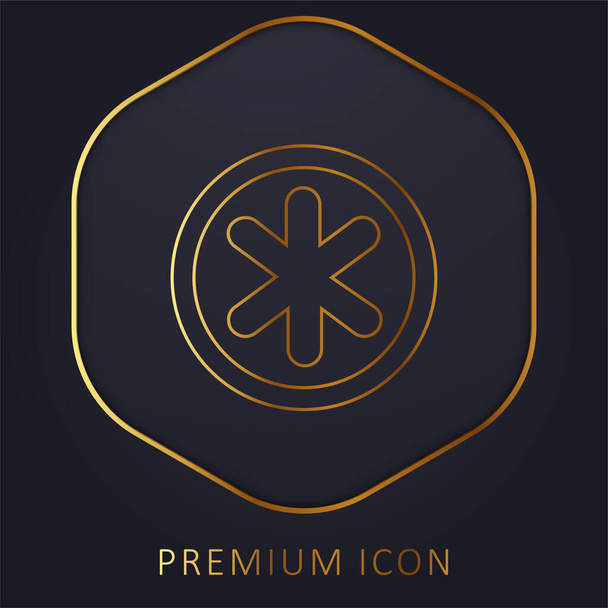Asterisk Star Symbol In Circular Button golden line premium logo or icon - Vector, Image