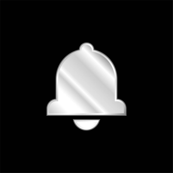 Símbolo de alarma de campana negra plateado icono metálico - Vector, Imagen