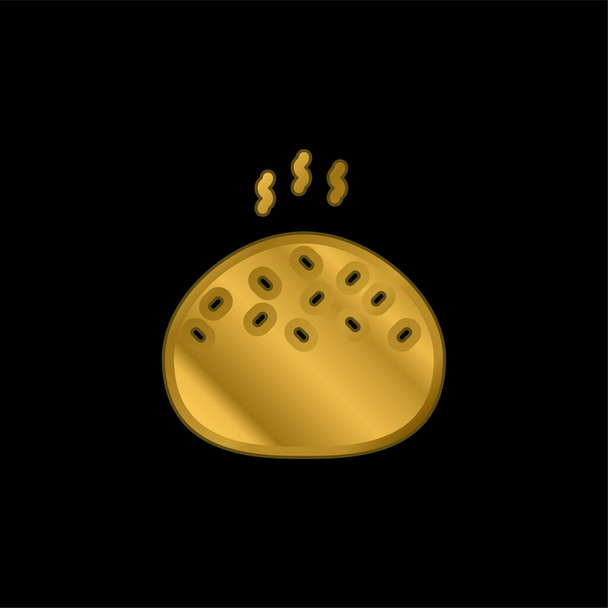 Bread Roll gold plated metalic icon or logo vector - Vector, Image