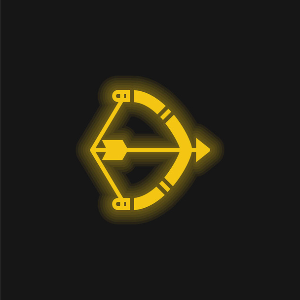 Íj sárga izzó neon ikon - Vektor, kép