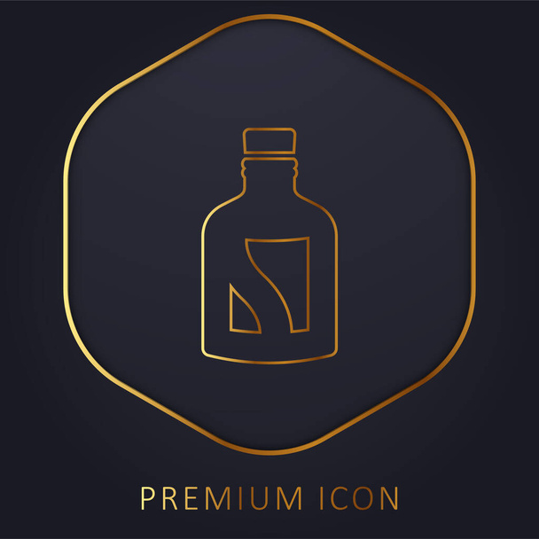 Botella de bebida alcohólica logotipo de la línea de oro premium o icono - Vector, imagen