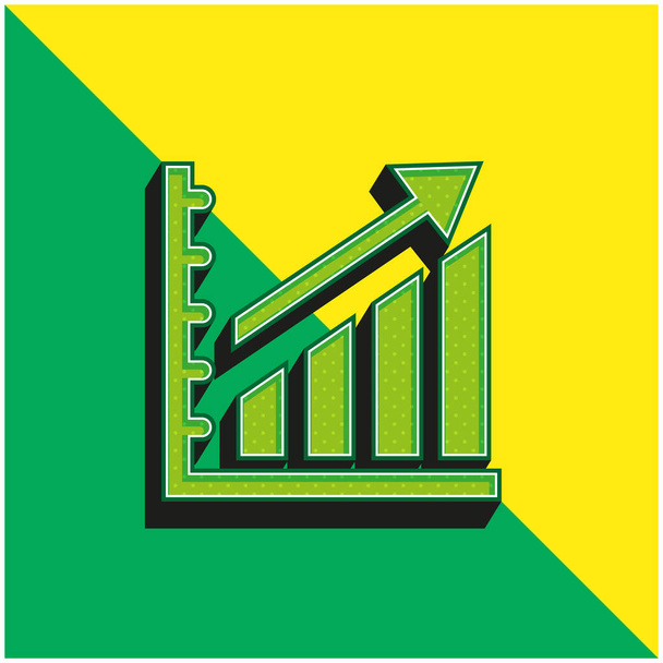 Statistiques ascendantes Graphic Logo vectoriel 3D moderne vert et jaune - Vecteur, image