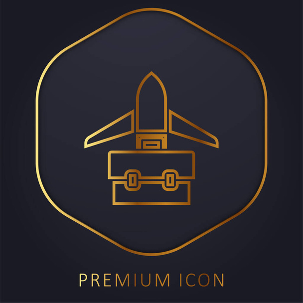 Avião linha dourada logotipo premium ou ícone - Vetor, Imagem