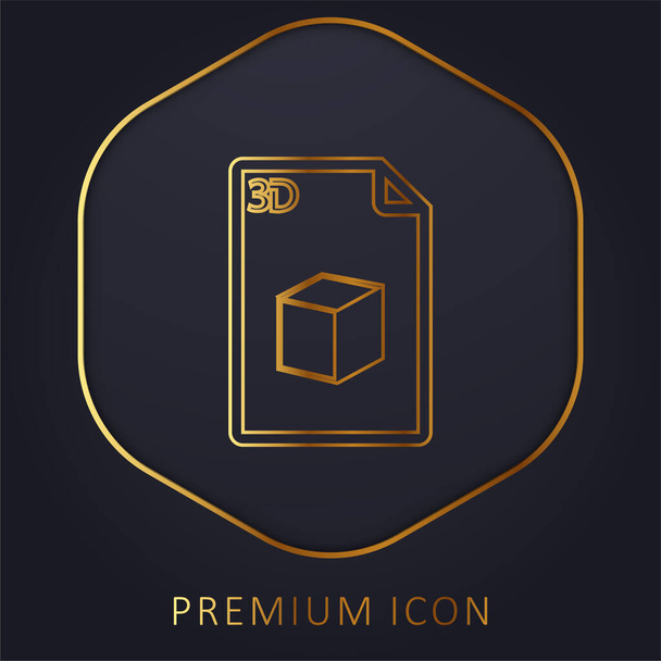 3d τυπωμένο φύλλο χαρτιού με χρυσό λογότυπο ή εικονίδιο premium γραμμή εικόνας κύβου - Διάνυσμα, εικόνα