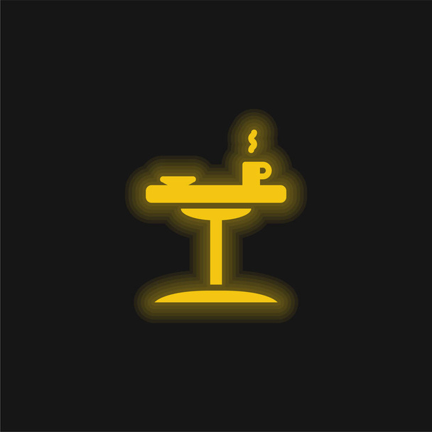 ベッドサイドテーブル黄色の輝くネオンアイコン - ベクター画像