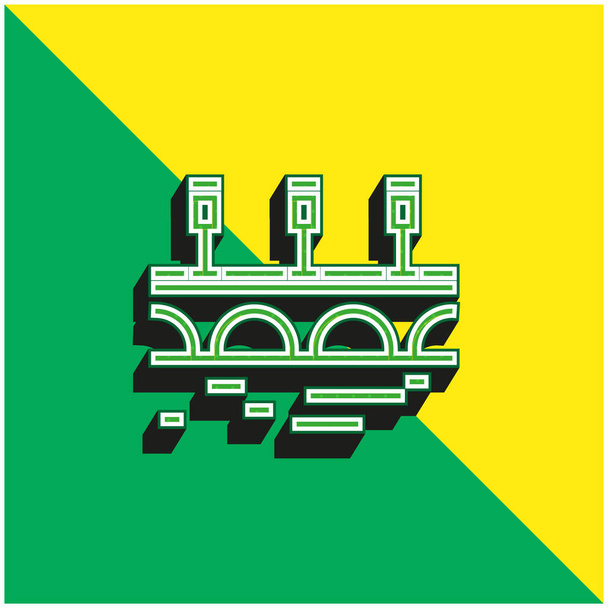 Puente verde y amarillo moderno 3d vector icono logo - Vector, imagen
