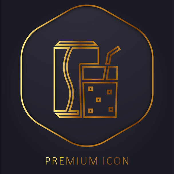 Логотип или иконка золотой линии напитка - Вектор,изображение
