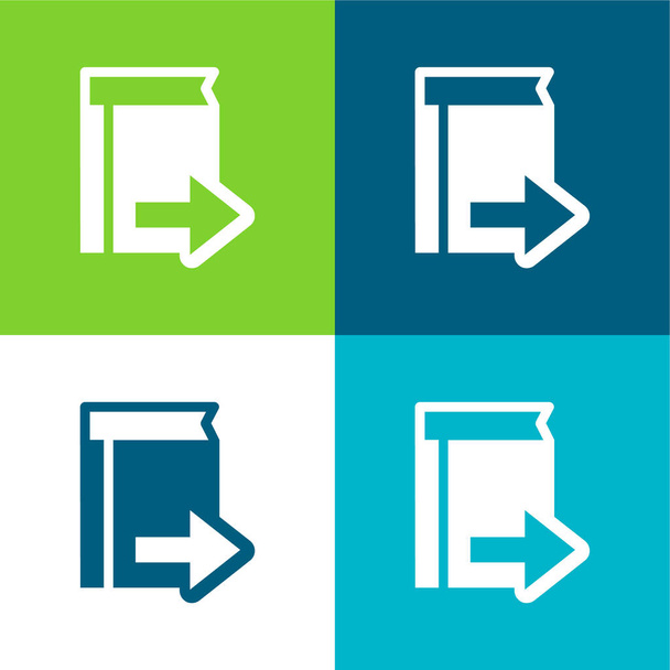Libro Símbolo Con Flecha Derecha Plano de cuatro colores mínimo icono conjunto - Vector, Imagen