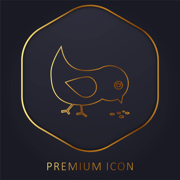 Bird Eating Seeds logotipo de la línea de oro premium o icono - Vector, Imagen