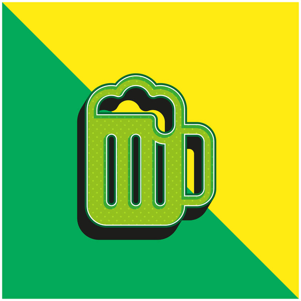 Sör Zöld és sárga modern 3D vektor ikon logó - Vektor, kép