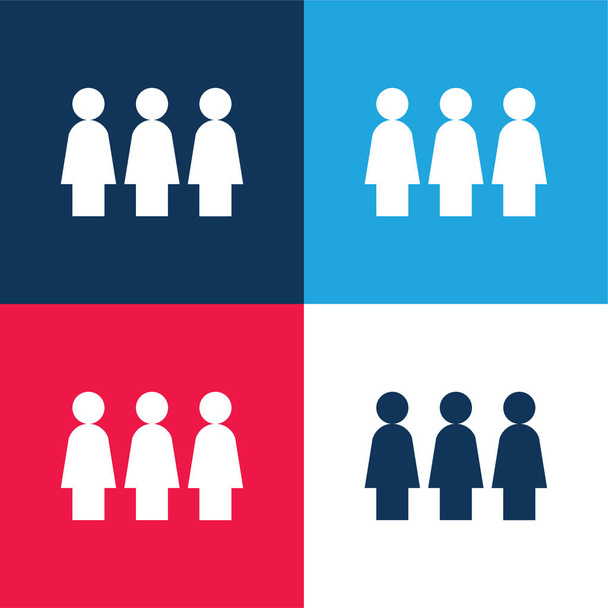 Aktivizmus kék és piros négy szín minimális ikon készlet - Vektor, kép