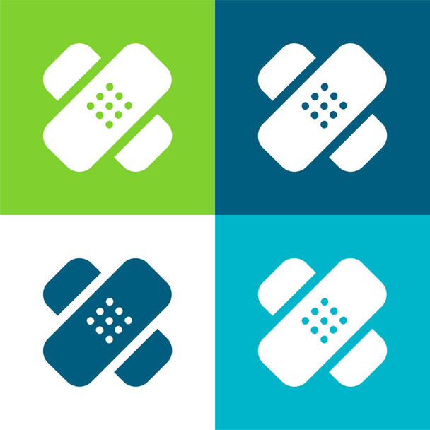 Bandage Cross Flat conjunto de iconos mínimo de cuatro colores - Vector, imagen