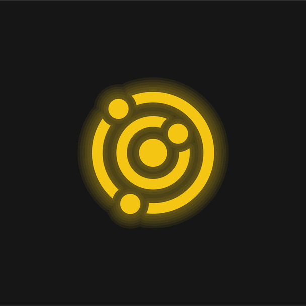 Icône néon jaune atome brillant - Vecteur, image