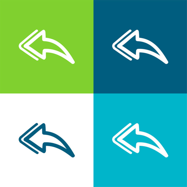 Back Hand Drawn Arrow Flat conjunto de iconos mínimos de cuatro colores - Vector, Imagen