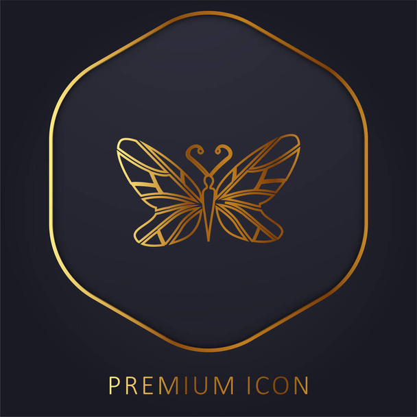 Black Butterfly Top View With Lines Wings Design ligne dorée logo premium ou icône - Vecteur, image