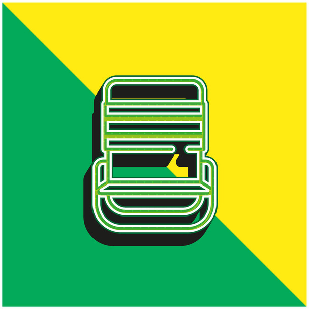 Chaise de plage Logo vectoriel 3D moderne vert et jaune - Vecteur, image