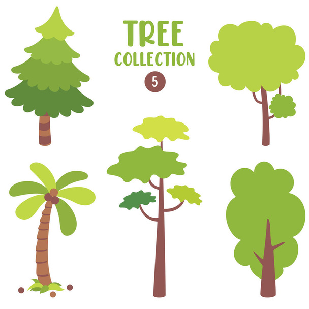 Set Of Various Flat Trees - Vector, Image