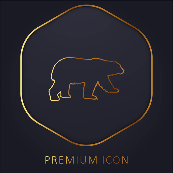 Bear Black Shape altın çizgili logo veya simgesi - Vektör, Görsel