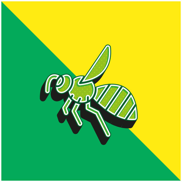 Μέλισσα Πράσινο και κίτρινο σύγχρονο 3d διάνυσμα εικονίδιο λογότυπο - Διάνυσμα, εικόνα
