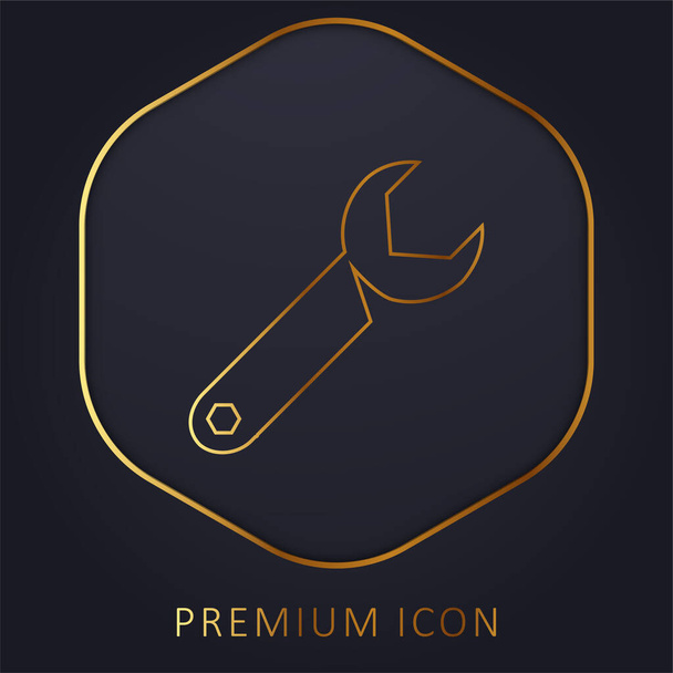 Clé réglable ligne d'or logo premium ou icône - Vecteur, image