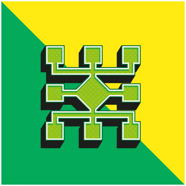 Algorithme Logo vectoriel 3D moderne vert et jaune - Vecteur, image