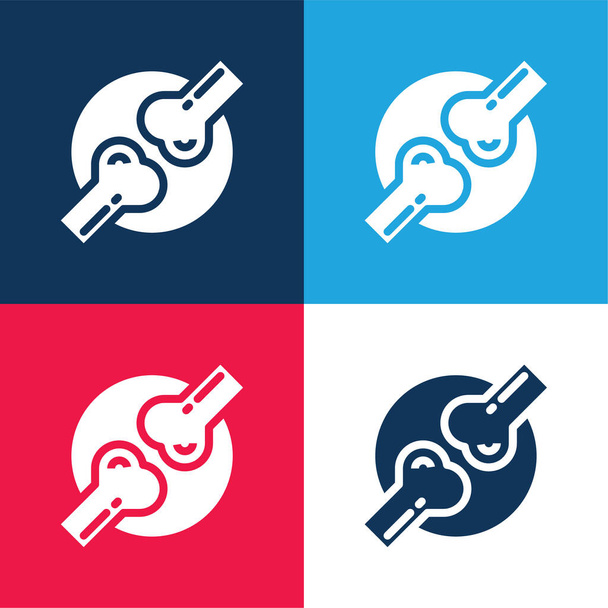 Bones blue and red four color minimal icon set - Vector, Image