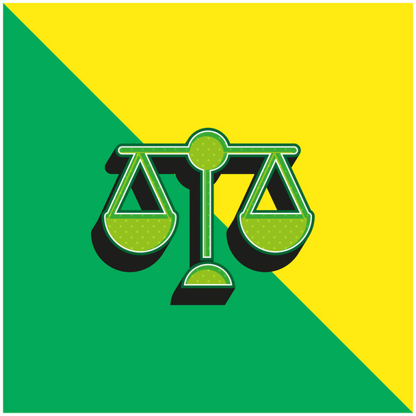 Balance Scale Groen en geel modern 3D vector icoon logo - Vector, afbeelding