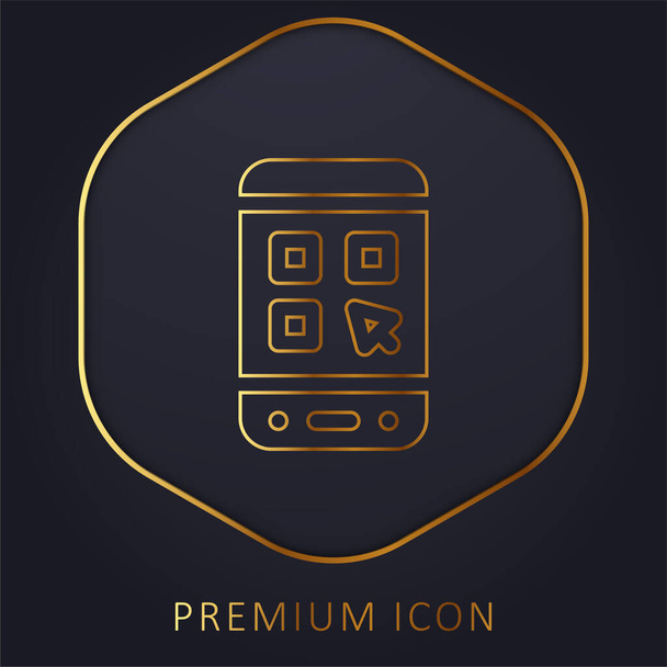 Aplicación de línea de oro logotipo premium o icono - Vector, Imagen