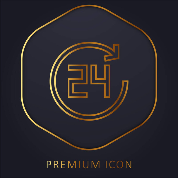 24 Horas línea de oro logotipo premium o icono - Vector, imagen