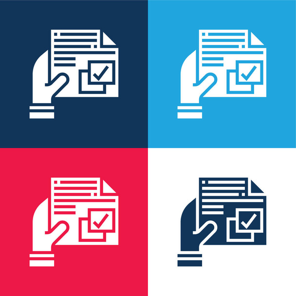 Acuerdo azul y rojo conjunto de iconos mínimo de cuatro colores - Vector, imagen