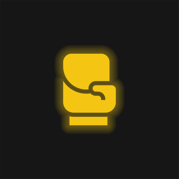 Πυγμαχία γάντια κίτρινο λαμπερό νέον εικονίδιο - Διάνυσμα, εικόνα