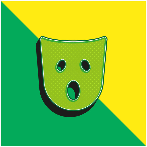アスタウンションマスク緑と黄色の現代的な3Dベクトルアイコンのロゴ - ベクター画像