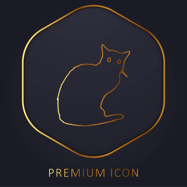 Μαύρο Cat χρυσό λογότυπο γραμμή πριμοδότηση ή εικονίδιο - Διάνυσμα, εικόνα