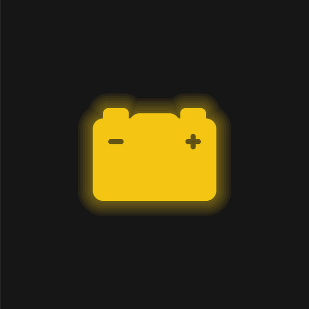 Аккумулятор желтый светящийся неоновый значок - Вектор,изображение