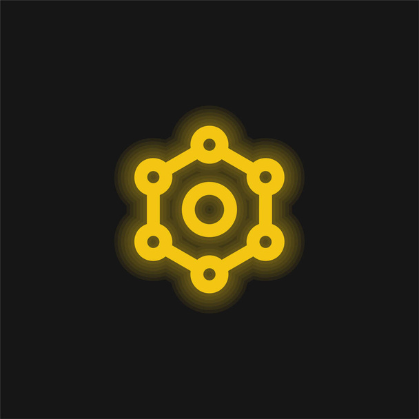 Benzen žlutá zářící neonová ikona - Vektor, obrázek