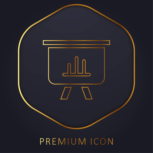 Gráfico de barras de oro logotipo de línea premium o icono - Vector, Imagen