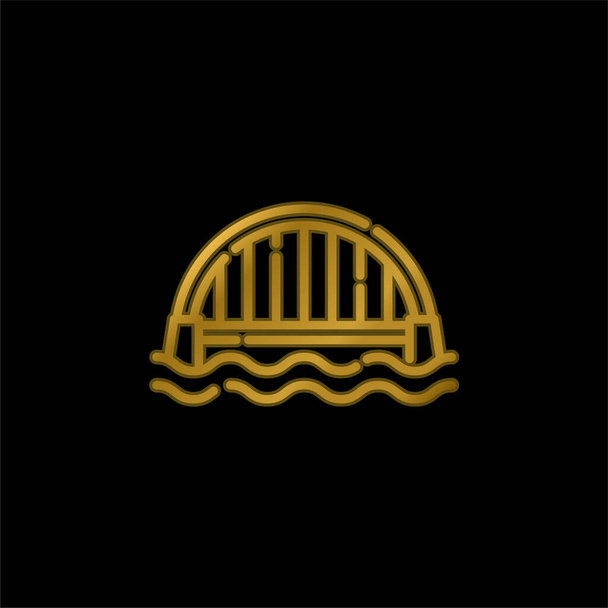 Köprü altın kaplama metalik simge veya logo vektörü - Vektör, Görsel