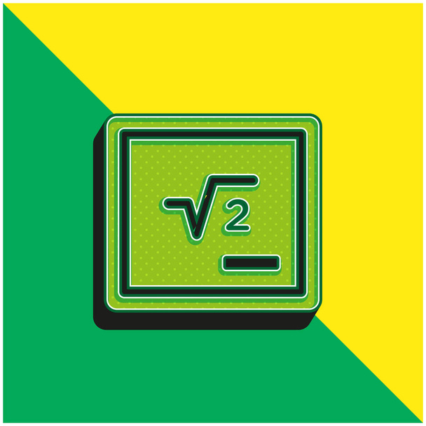 Blackboard With Mathematical Symbol Green and yellow modern 3d vector icon logo - Vector, Image