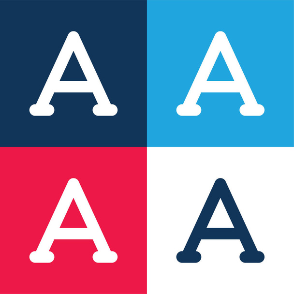 Alpha niebieski i czerwony zestaw czterech kolorów minimalny zestaw ikon - Wektor, obraz