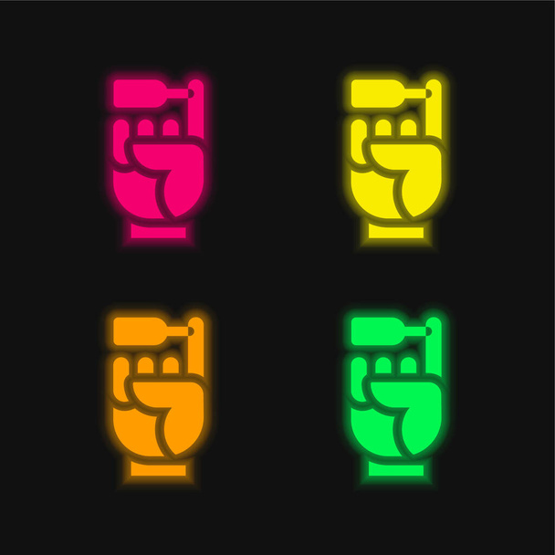 Test sanguin quatre couleur brillant icône vectorielle néon - Vecteur, image