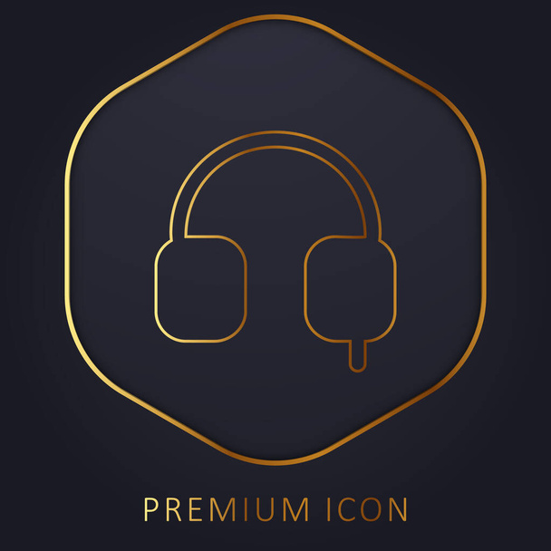 Auriculars Solid Tool Symbol golden line premium logo or icon - Vector, Image