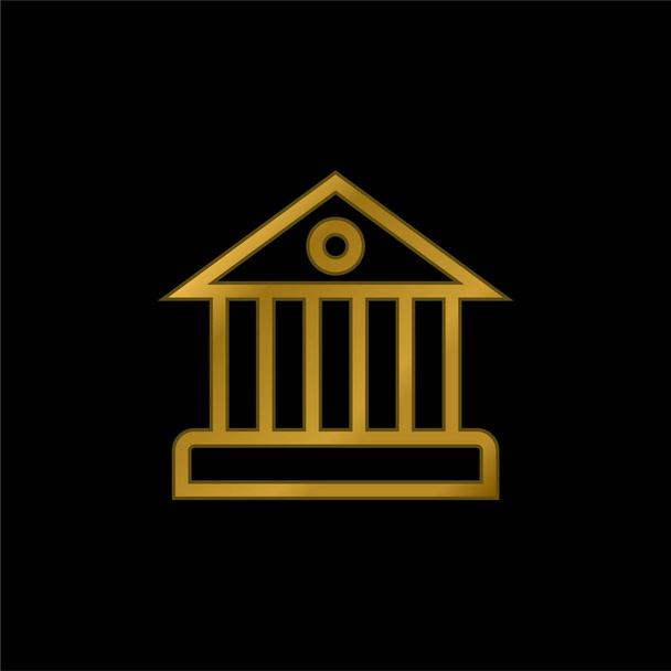 銀行金メッキ金属アイコンやロゴベクトル - ベクター画像