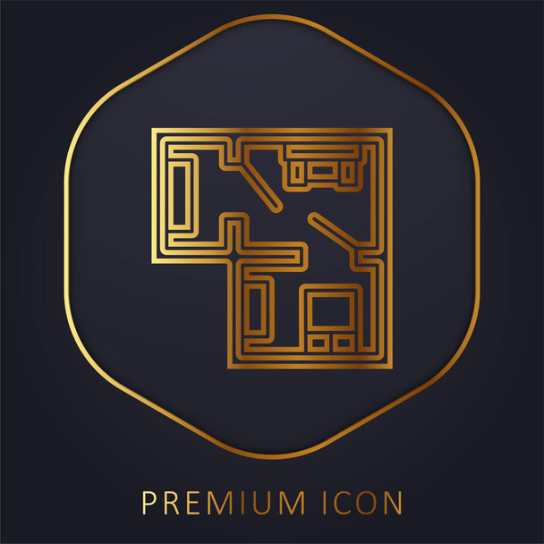 Tervrajz arany vonal prémium logó vagy ikon - Vektor, kép