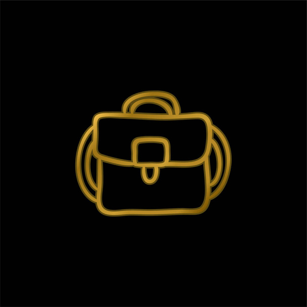 Bolso dibujado a mano contorno chapado en oro icono metálico o logo vector - Vector, imagen