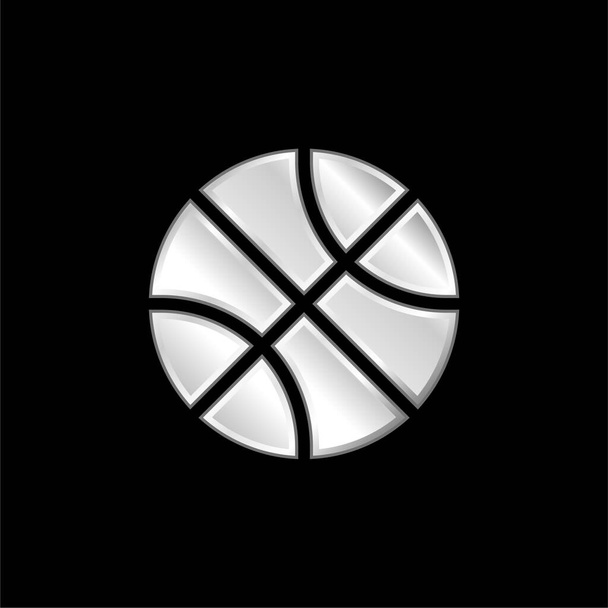 Basketball silver plated metallic icon - Vector, Image