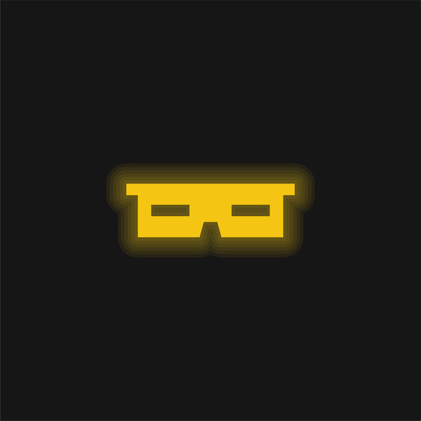 3d Γυαλιά κίτρινο λαμπερό νέον εικονίδιο - Διάνυσμα, εικόνα